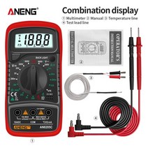 aneng an8205c 디지털 멀티미터 acdc 전류계 volt ohm tester meter multimeter with thermocouple lcd 백라이트 휴대용, AN8205C 레드