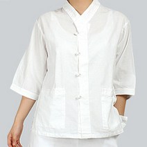 다흰2773 여름 공용 v넥 7부 흰색 상의 생활한복 개량한복