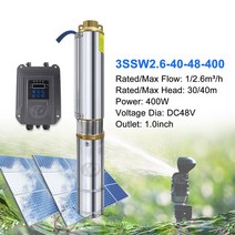 우물 펌프 수중 지하수 수도 400W 48V 태양열 워터 부스터 3 인치 연못 깊은 DC 컨트롤러 패널 미니 시추공 잠수정 시스템, [01] 3SSW2.6-40-48-400, 01 3SSW2.6-40-48-400