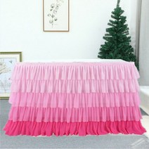 5층 얇은 명주 그물 테이블 스커트 투투 베이비 샤워 생일 연회 웨딩 파티 용품 인어 컬러 쉬폰 장식, 275x77cm, Changing Pink