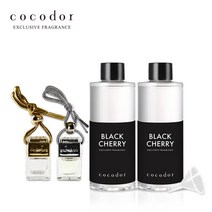 코코도르 리필액 200ml X 2개 + 차량용공병 깔때기, 07_리필200ml/블랙체리x2/002_걸이형공병/실버x2+깔때기