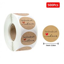 핸드메이드 러브롤 선물포장 스티커 KK62, 핸드메이드 러브 롤스티커(500PCS)