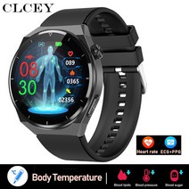 연속혈당측정기 무채혈 연속 자동 혈당측정기 시계 남녀공용 혈당 모니터 스마트 ECG PPG 혈중 산소 건강 스포츠 2023 신제품-96, 3.Black Silicone