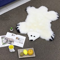 끌레오 호주산 천연 양모 양털 캐릭터 아이방 인테리어 북극곰 러그 CL395, 단일사이즈