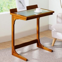 노트북책상 루케인 비웰 600 대나무원목 유리테이블, 원목색