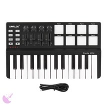 신디사이저 마스터키보드 WORLDE Panda MIDI 컨트롤러 휴대용 미니 25 키 8 개의 RGB 백라이트 트리거 패드가있는 USB 키보드 4개의 컨트롤 노브, CHINA, c Panda 25-Key