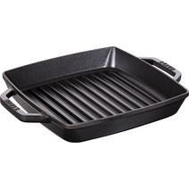 staub 스토우브 [퓨어 그릴 스퀘어 블랙 23cm] 그릴 팬 양손 주물 법랑 IH 대응 [일본 정규 판매품] Grill & Frying Pan 40511-728-0