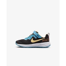 (나이키국내매장판) 나이키 레볼루션 6 리틀키즈 운동화 블랙/블루 라이트닝/토탈 오렌지/멜론 틴트