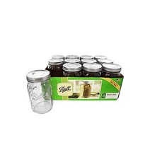 Ball 메이슨 946 4ml(32온스) 넓은 입구 병 뚜껑 및 밴드 포함 병 12개 세트