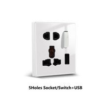 전기판넬전기세 avoir wall light switch electric outlet 피아노 키 리셋 스위치 럭셔리 유리 패널 화이트 usb 소켓 스위치 110v 220v, 5hd1u1gl