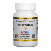 캘리포니아 골드 아스타잔틴 12mg 30정 Astaxanthin AstaLif, 30개