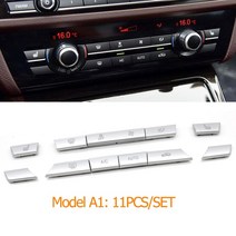 실버 대시보드 에어컨 Ac 버튼 커버 캡 수리 BMW 5 6 7 시리즈 X5 X6 F10 F11 F06 F12 F01 F02 F15 F16, 1.A1 11PCS SET
