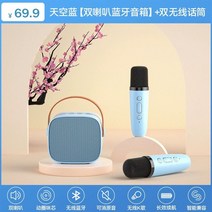 마이크 휴대용 블루투스 무선 노래방, 블루 + 마이크2개