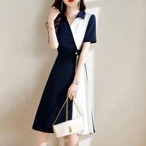 요모조모 2154 하프 컬러 랩 원피스