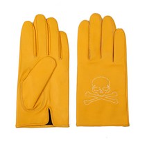 사슴가죽반지장갑남춘추라이딩미끄럼방지운전오토바이 야외훈련반절가죽장갑, 전지염소가죽해골-옐로우