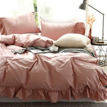 아망떼 굿메이드 300T 60수 샤틴 롱프릴 이불커버 SS 베개세트 4color