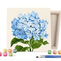 아이러브페인팅 DIY캔버스형 그림그리기 25x25cm 블루수국, 단품