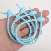 보석 재료 & 부속품 5/10pcs 실리콘 재사용 가방 넥타이 트위스트 와이어 고정 케이블 지퍼 타이 헤드셋 데이터 라인 유니버설 매직, [01] 5pcs, [09] Light Blue