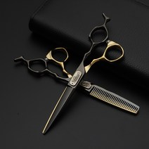 독일 표범 흑금 이발 가위 이발 가위, 6인치 골드 브이 이빨 가위 [탈모량 20-30%]