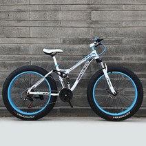 MTB 산악자전거 팻바이크 광폭타이어 고성능 성인용 오프로드, 27속, 26인치, 화이트 블루