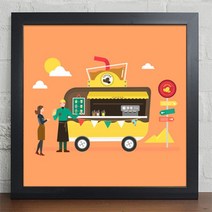 꾸밈 cu175-길거리의푸드트럭간식인테리어액자(대) 액자, 블랙-4타입-커피