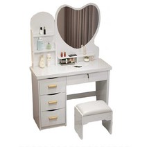 미니 화장대 하트 거울 화이트 의자 스툴 세트, 70cm 핑크 러브거울 + 스툴 (조명 X)