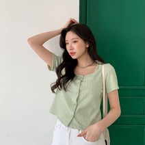 네쥬 여성 봄 여름 크롭 라운드 예쁜 반팔 가디건