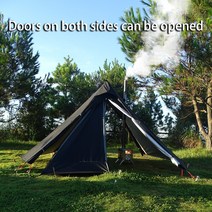 티피텐트 초경량 캠핑 천막 텐트 굴뚝 창 야외 tipi 피라미드 텐트 더블 레이어 1, 블랙 온리 텐트 플라이