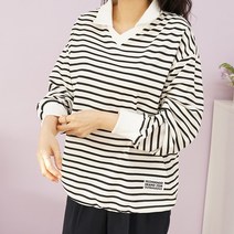 빅걸스토리 여성 빅사이즈 브이넥 카라 단가라 골프 맨투맨