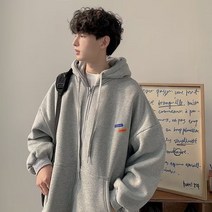 트렌드 가을 후드 패션 맨투맨 남청춘 유행 코디 문예 루즈핏 캐주얼 카디건 데일리