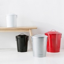 마켓비 CESTINO 휴지통 철제 스틸 다용도 수납함 쓰레기통 뚜껑있는 분리수거, 12L 블랙, 1개