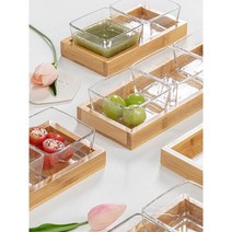 직사각 원목 쟁반과 유리 소스볼 세트 서빙쟁반 1인쟁반 일식쟁반 커피트레이 혼밥트레이 빵쟁반 간식쟁반, 1개, 02 정사각 3