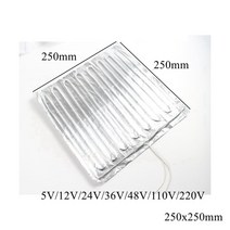 알루미늄 호일 난방 패드 100x100mm 5V 12V 24V 220V 전기 히터 매트 시트 플레이트 접착제 방수 3D 프린터 냉장고, [04] 130x130mm, [01] 5V