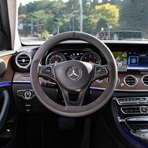 뫼르소 듀오 자동차 핸들커버 샤무드 럭스 코티드 알칸타라 원형370mm D컷375mm, 플래티넘실버-D컷