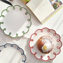 컬러 스프링 플라워 접시 그릇 플레이트 1P, 퍼플
