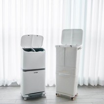 [천삼백케이] [데이리브] 가정용 대용량 이동식 분리수거함 2단 3단 바퀴달린 쓰레기통, 2단 분리수거함(발판형)