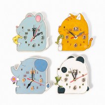 바오바론 모양 시계 만들기 키트 동물 팬시 우드 원목 DIY 탁상 책상 소형 무브먼트 바늘 어린이 세트 어린이집 초등학교 미술 공예 재료 투명스티커 증정, (고양이)