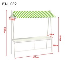 이동식 야외 홍보 팝업 플리마켓 매대 테이블 가판대 행사 부스 접이식, 200  흰색 프레임 + 녹색 타포린