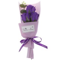 아름 다운 장미 꽃다발 손 들고 비누 꽃 어머니의 날 발렌타인 선물 미니 생일 장식 인공, [02] purple