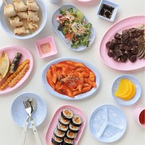 파스텔 마블 멜라민 분식 그릇 17종 2color 식기 컵, 민공기_베이비블루