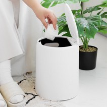 디자인예쁜 거실용 둥근 흰색 원터치 쓰레기통 신혼집선물 회사 분리수거통 종량제