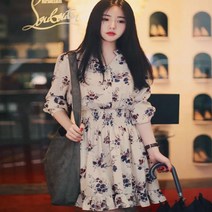 oem 여리여리 여성 한 슬림 플라워 셔링 원피스 미니 포인트 핏 패턴 1WAE0E63