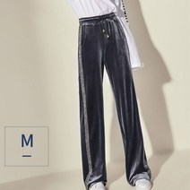 여성 골드 벨벳 밴딩 와이드 1자줄 트레이닝 팬츠