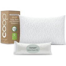 Coop Home Goods -조절 가능한 프리미엄 로프트 - 저자극성 충전재 Certipur 인증 메모리폼 베개 벗겨서 세탁 가능한 커버 포함., Original White