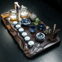차판 퇴수기 다기세트 가정용 심플 흑단 원목 테두리 다반 티테이블 다도세트, H타입