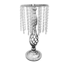 술 Tealight 캔들 홀더 기둥 양초 테이블 중앙 장식 꽃병 스탠드 장식 웨딩 디너 레스토랑, 철, 실버 45cm D