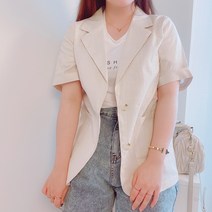 [여름필수/반팔린넨자켓] 심플 베이직 린넨 마 루즈핏 카라 여름 간절기 반팔 자켓