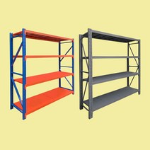 중량랙 하이랙 중량렉 철앵글 메탈 창고선반 조립식앵글 철제앵글 랙 렉 무볼트 경량랙 엠보싱앵글 하중 200kg, 오렌지블루(독립형), 2단, 1000mm x 600 x 2000