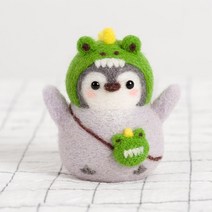양모펠트 니들 키트 걱정 곰돌이 인형 만들기 공예 109000 양모 펠트 포케 르 diy 재료 패키지 연인 수제 인형 선물 크리 에이 티브 펜던트 장식품 펭귄 동물, 공룡펭귄 재료팩 폼패드+ 포함