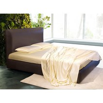 4피스 침대 리넨 세트 - 순수한 19 Momme 멀베리 실크 - 저자극성 침구 시트 베개 커버 - 통기성 있는 온도 조절 원단 - 건강한 모발 피부 촉진 (진주 킹)